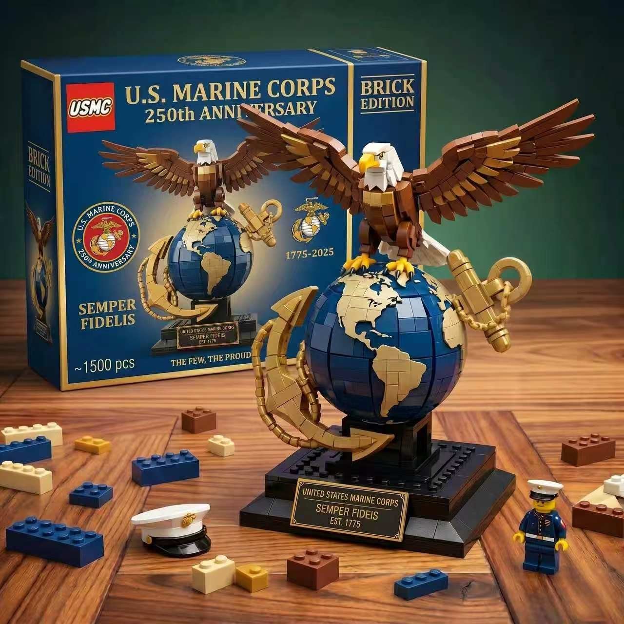 U.S. Marine Corps Eagle Globe and Anchor Building Block Set Semper Fidelis Collector's Edition