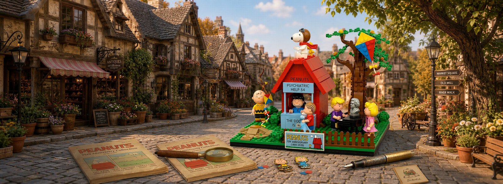 Character building block village scene